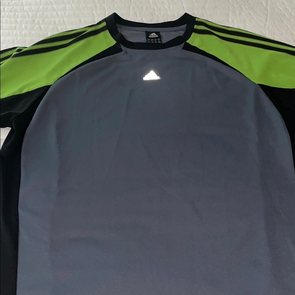 Adidas Gray and Green Athletic Shirt